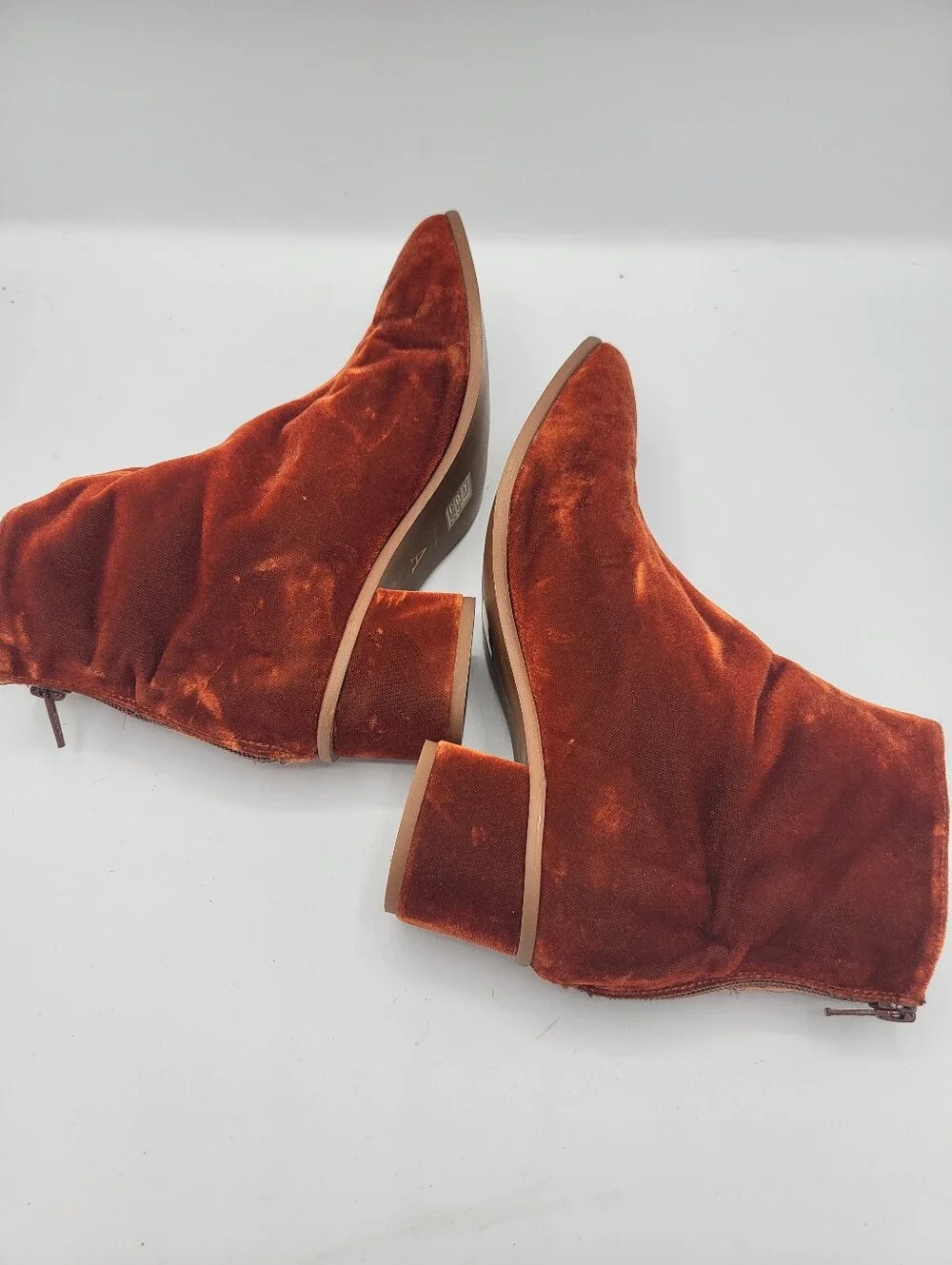 Anthropologie Women's Velvet Ankle Boots - Rust